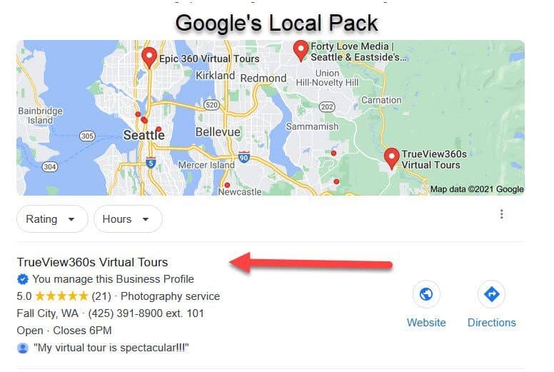 First page ranking with Google's Local Pack